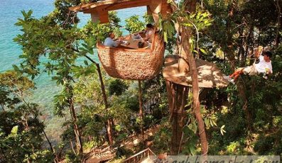 Soneva Kiri Eco Resort ở Thái Lan view lơ lửng trên cây siêu đẹp, phục vụ món cho khách bằng Zipline