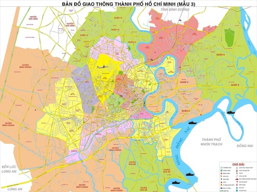 Bản đồ Sài Gòn TP HCM: Bản đồ các quận huyện ở Hồ Chí Minh mới nhất