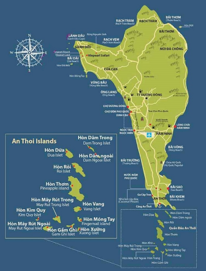 Cập nhật bản đồ Phú Quốc - Hành trình khám phá vẻ đẹp mĩ miều